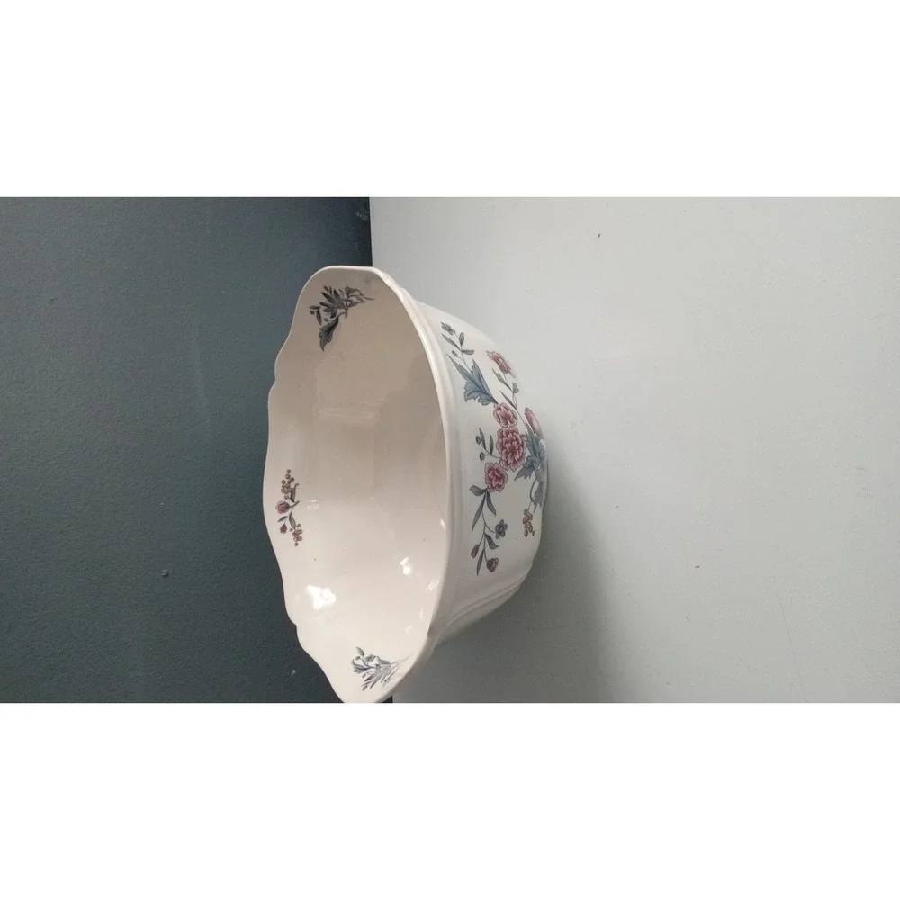 Floral Serving Bowl Scalloped‎ Edge Vintage Style Decorative Bowl